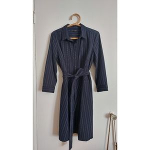 Banana Republic Navy Striped Shirt Dress with Belt